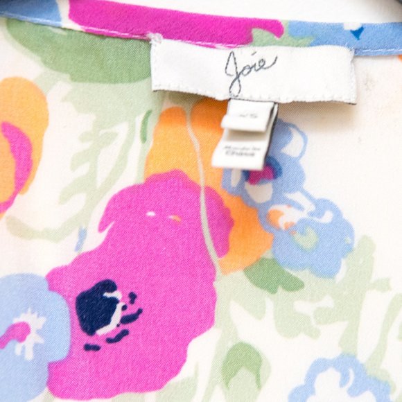 Joie 100% Silk Cream Floral Print Sleeveless Blouse size XS - Picture 2 of 8